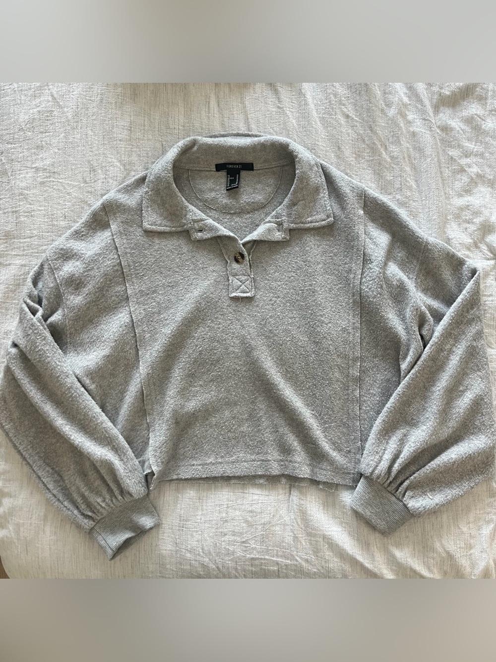 Light Gray Long Sleeve Collared Pullover Sweater